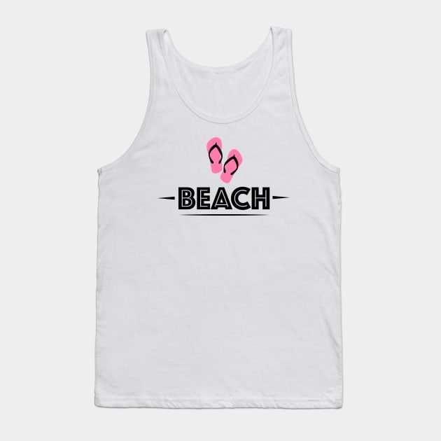 Beach Girl Flip Flop Pink Tank Top by Shirtbubble